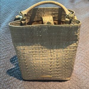 Brahmin Croc-Embossed Cream Tote